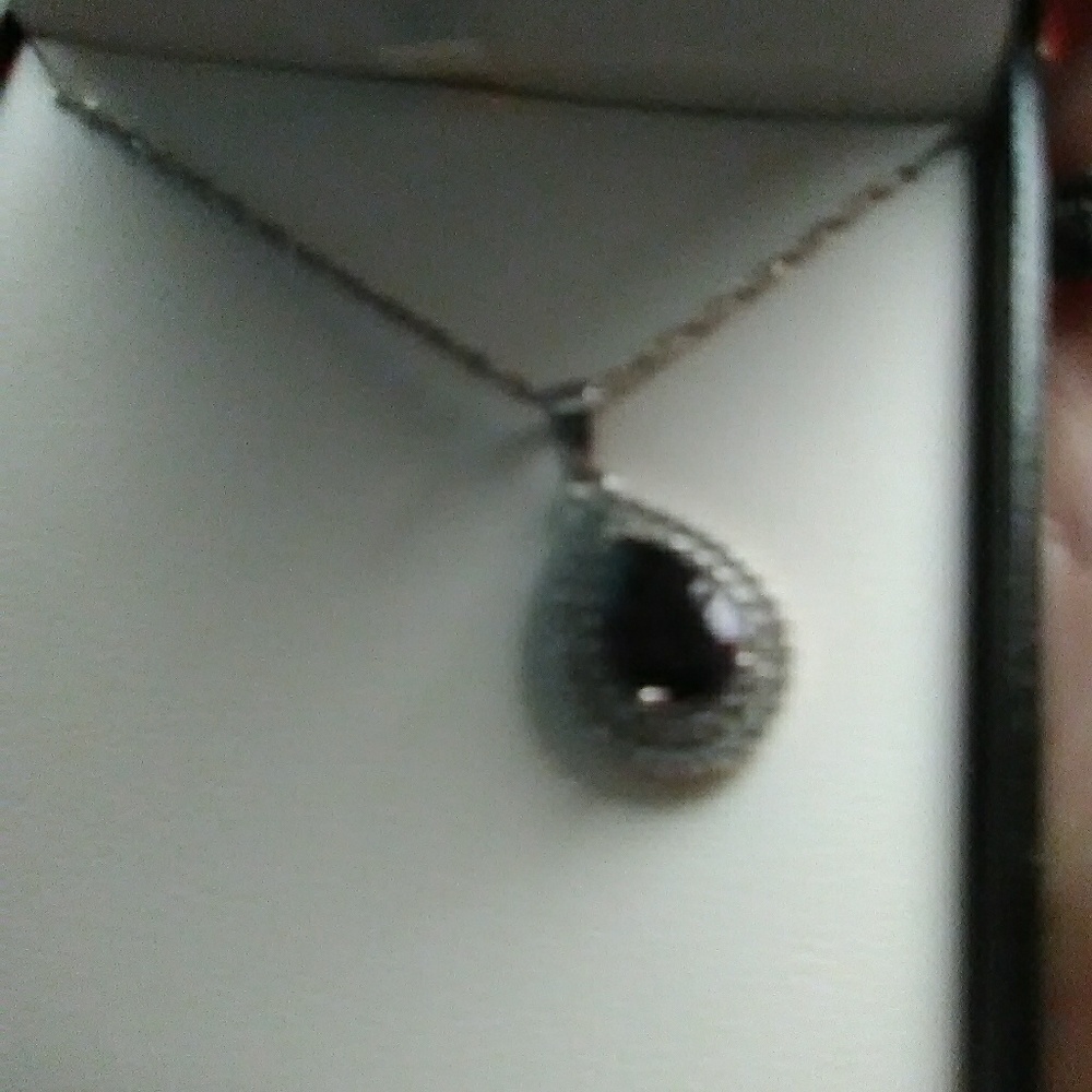 Amathist and diamond silver necklace and opal